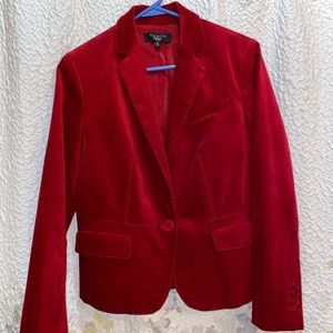 Talbots ladies red velvet short fitted blazer